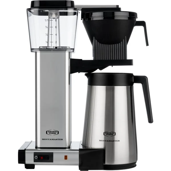 Moccamaster med termoskanna och kapacitet på 1,25 liter.